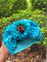 Load image into Gallery viewer, Pumpkin Patch Aqua Sequin Headwrap