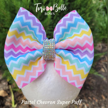 Load image into Gallery viewer, Pastel Chevron Super Rhinestones Puff