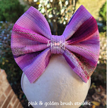 Load image into Gallery viewer, Pink & Golden Brush strokes Bow