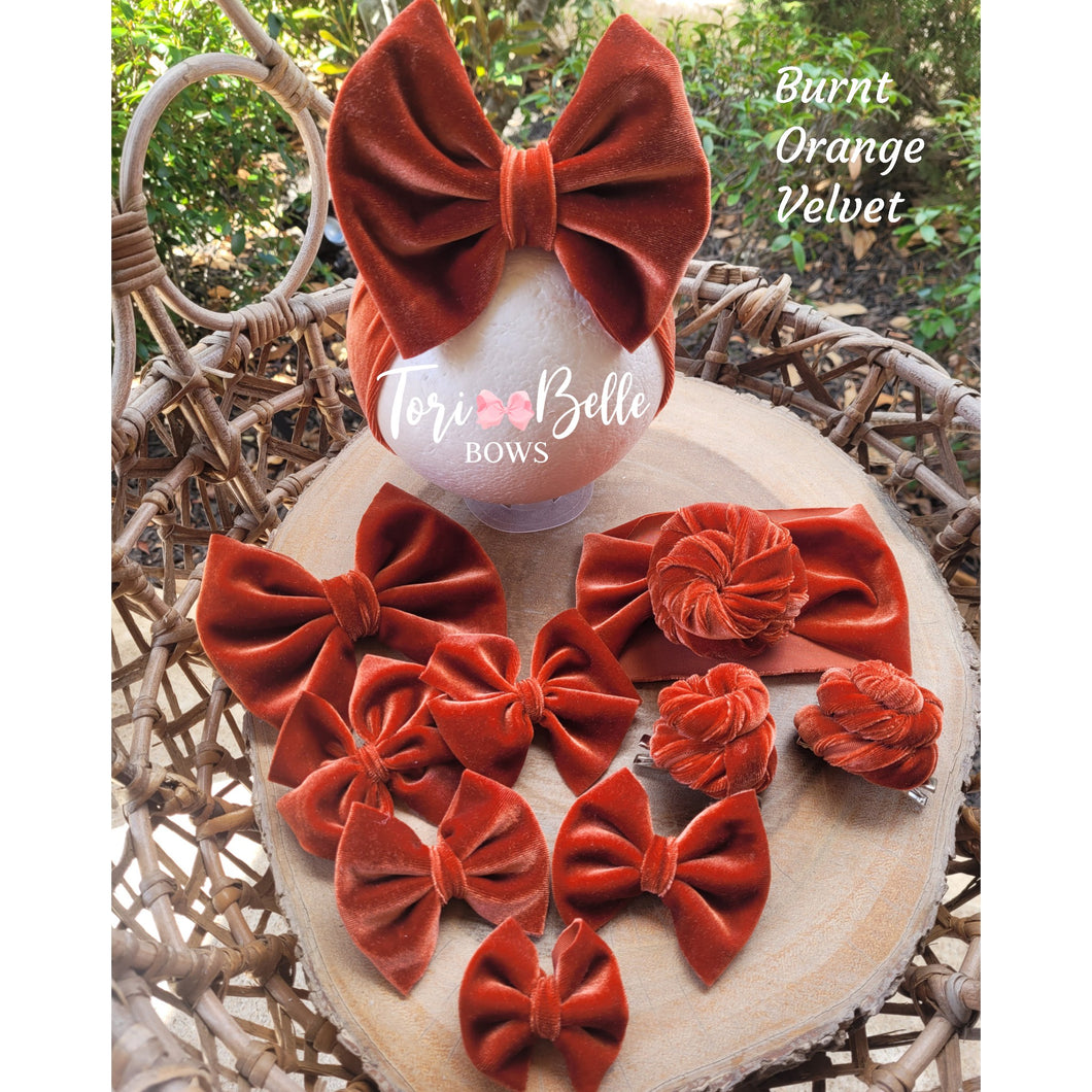 Burnt Orange Velvet Bow