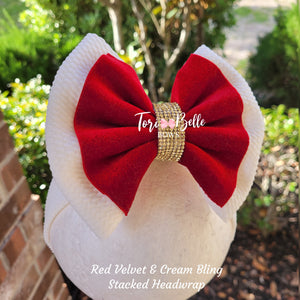 Red Velvet & Cream Bling Stacked Headwrap