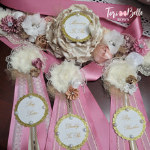 Load image into Gallery viewer, Mauve Themed Maternity Sash &amp; Dad Pin
