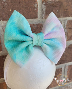 Pink & Turquoise Tie Dye Bow