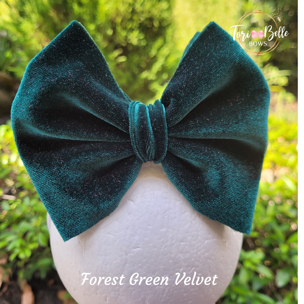 Forest Green Velvet Bow
