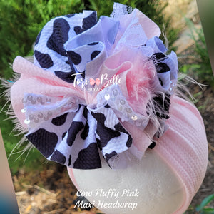 Cow Fluffy Pink Headwrap