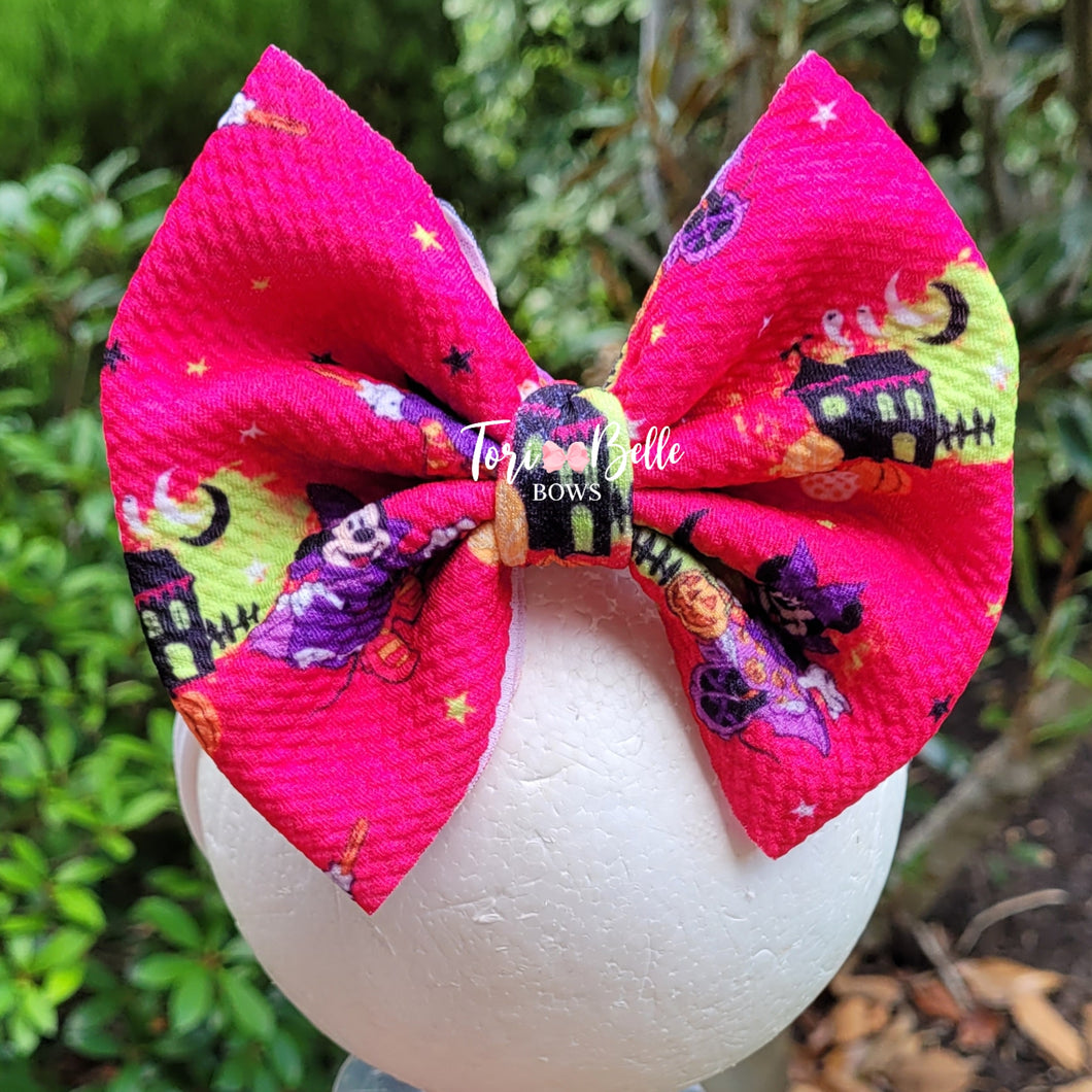 Pink Mouse Halloween Bow