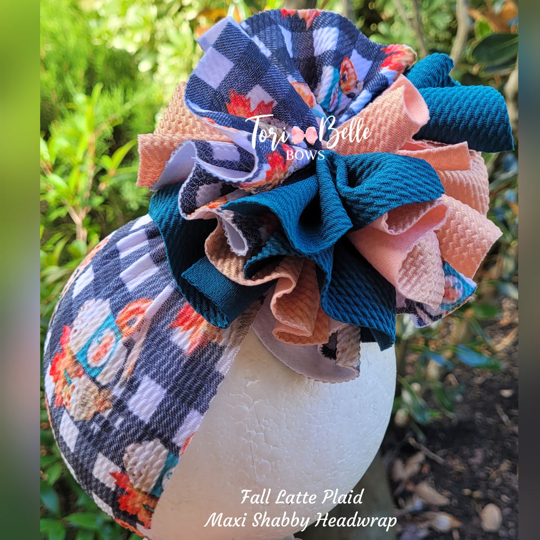 Fall Latte Plaid Shabby Headwrap